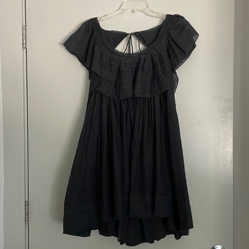 Free People Hailey Ruffle Babydoll Minidress in Black, NWT